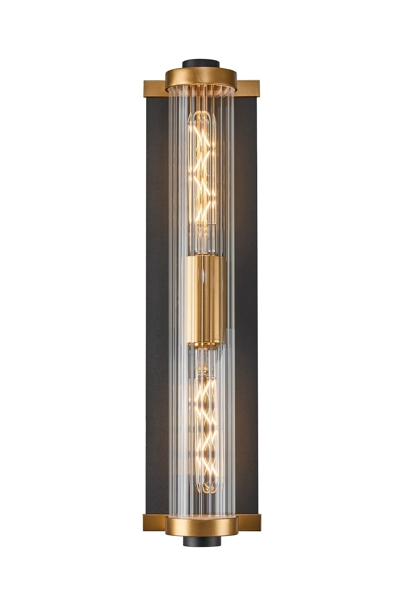 Luminosity Designs Ltd - Moriarty Vintage Style Wall Light, 2 Light E27, IP54, Dual Coloured Metal With Clear Ribbed Glass Shade - Luminosity Designs Ltd