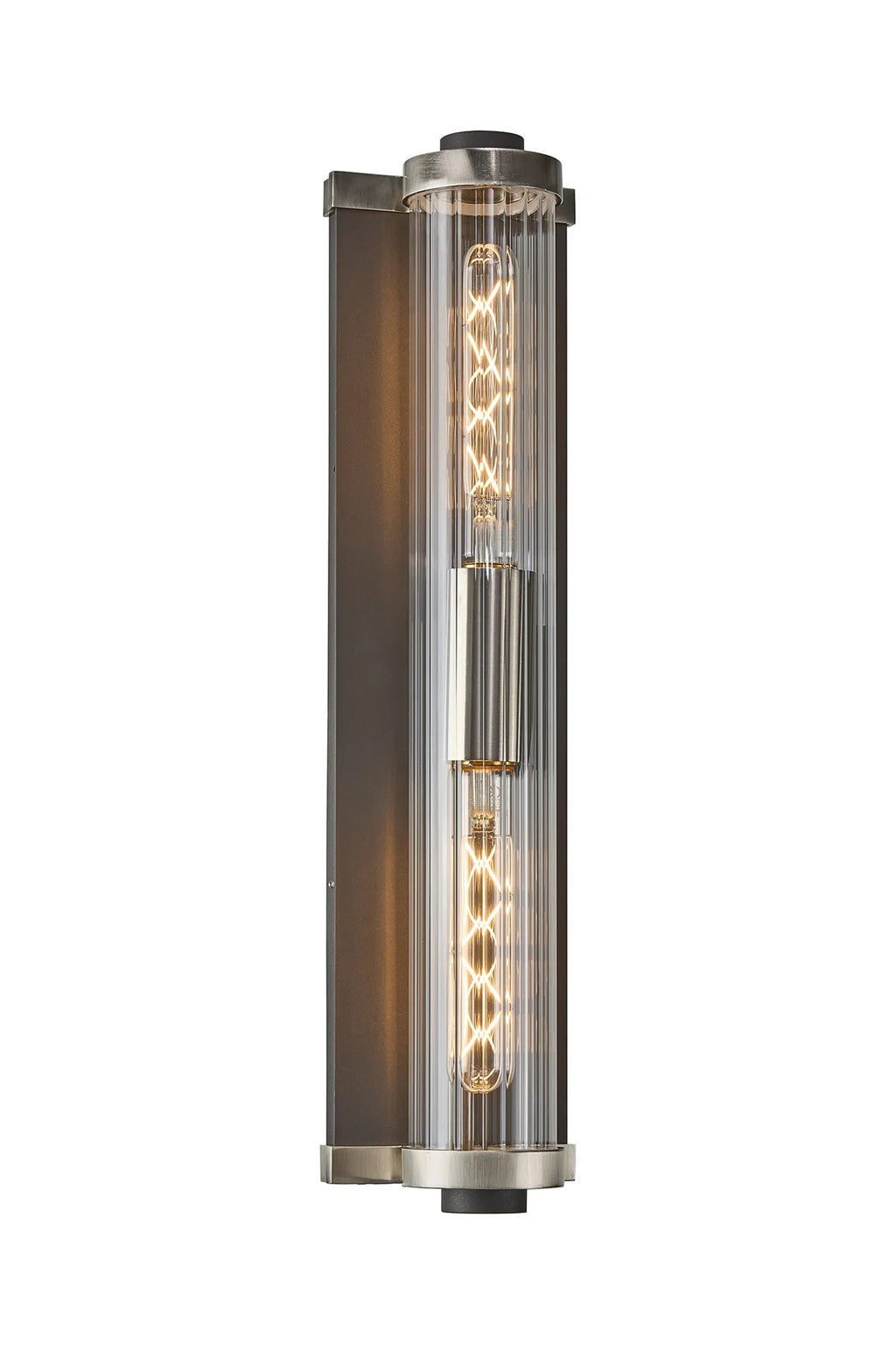 Luminosity Designs Ltd - Moriarty Vintage Style Wall Light, 2 Light E27, IP54, Dual Coloured Metal With Clear Ribbed Glass Shade - Luminosity Designs Ltd
