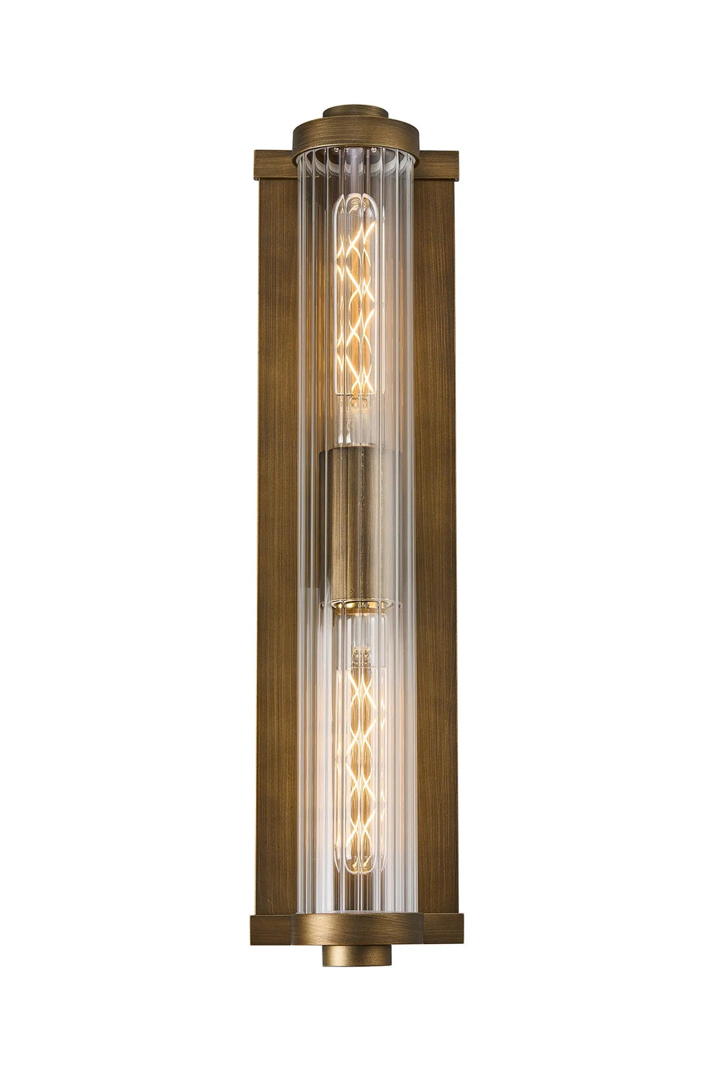 Luminosity Designs Ltd - Moriarty Vintage Style Wall Light, 2 Light E27, IP54, Dual Coloured Metal With Clear Ribbed Glass Shade - Luminosity Designs Ltd