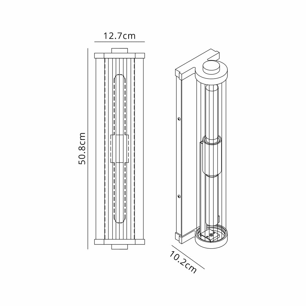 Luminosity Designs Ltd - Moriarty Vintage Style Wall Light, 2 Light E27, IP54, Dual Coloured Metal With Clear Ribbed Glass Shade - Luminosity Designs Ltd