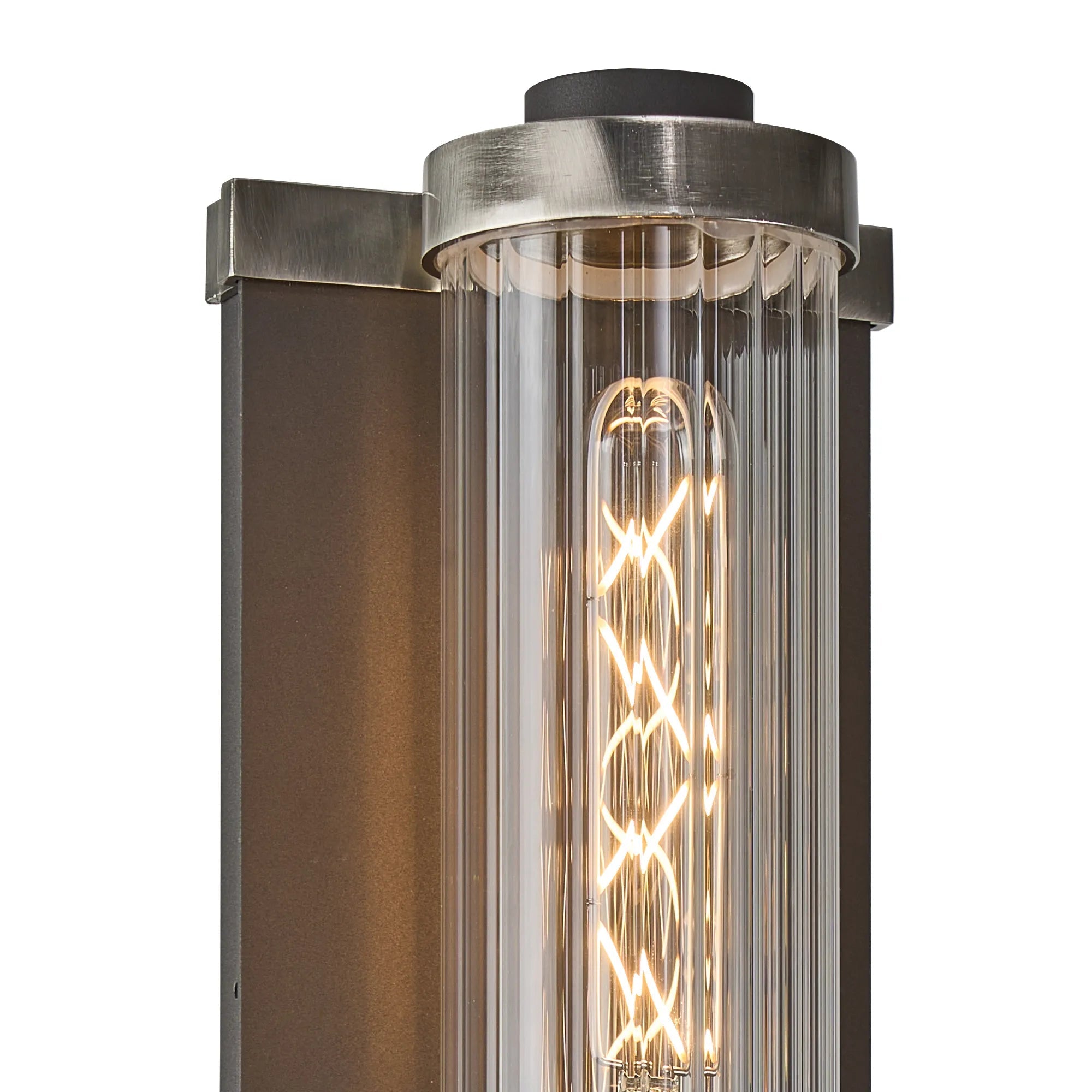 Luminosity Designs Ltd - Moriarty Vintage Style Wall Light, 2 Light E27, IP54, Dual Coloured Metal With Clear Ribbed Glass Shade - Luminosity Designs Ltd