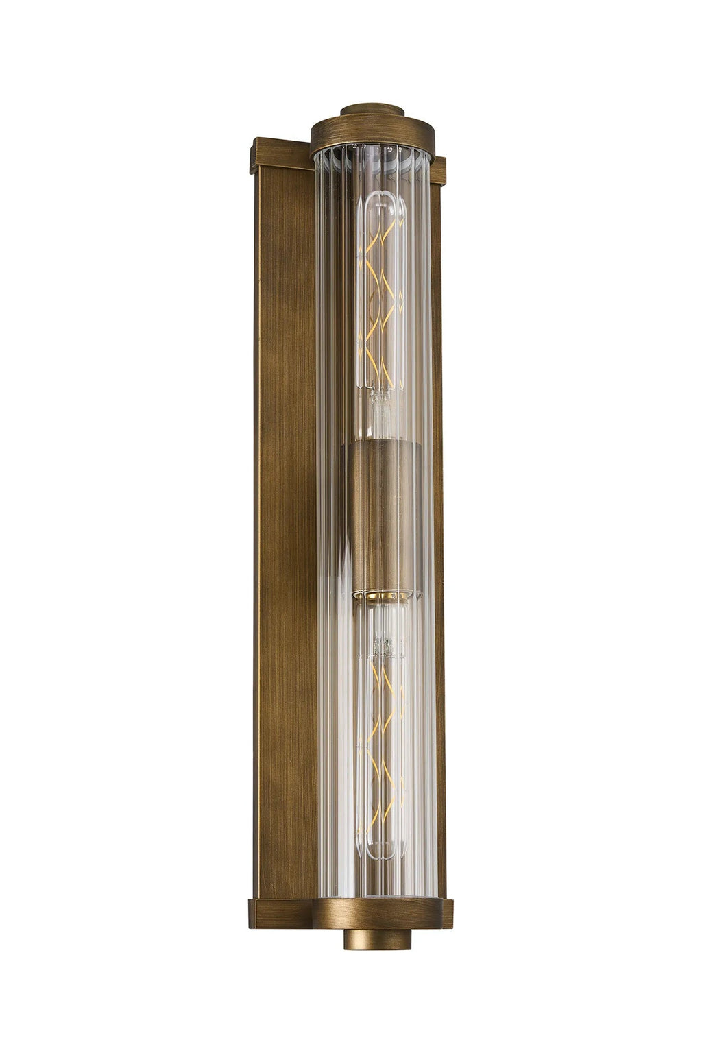 Luminosity Designs Ltd - Moriarty Vintage Style Wall Light, 2 Light E27, IP54, Dual Coloured Metal With Clear Ribbed Glass Shade - Luminosity Designs Ltd