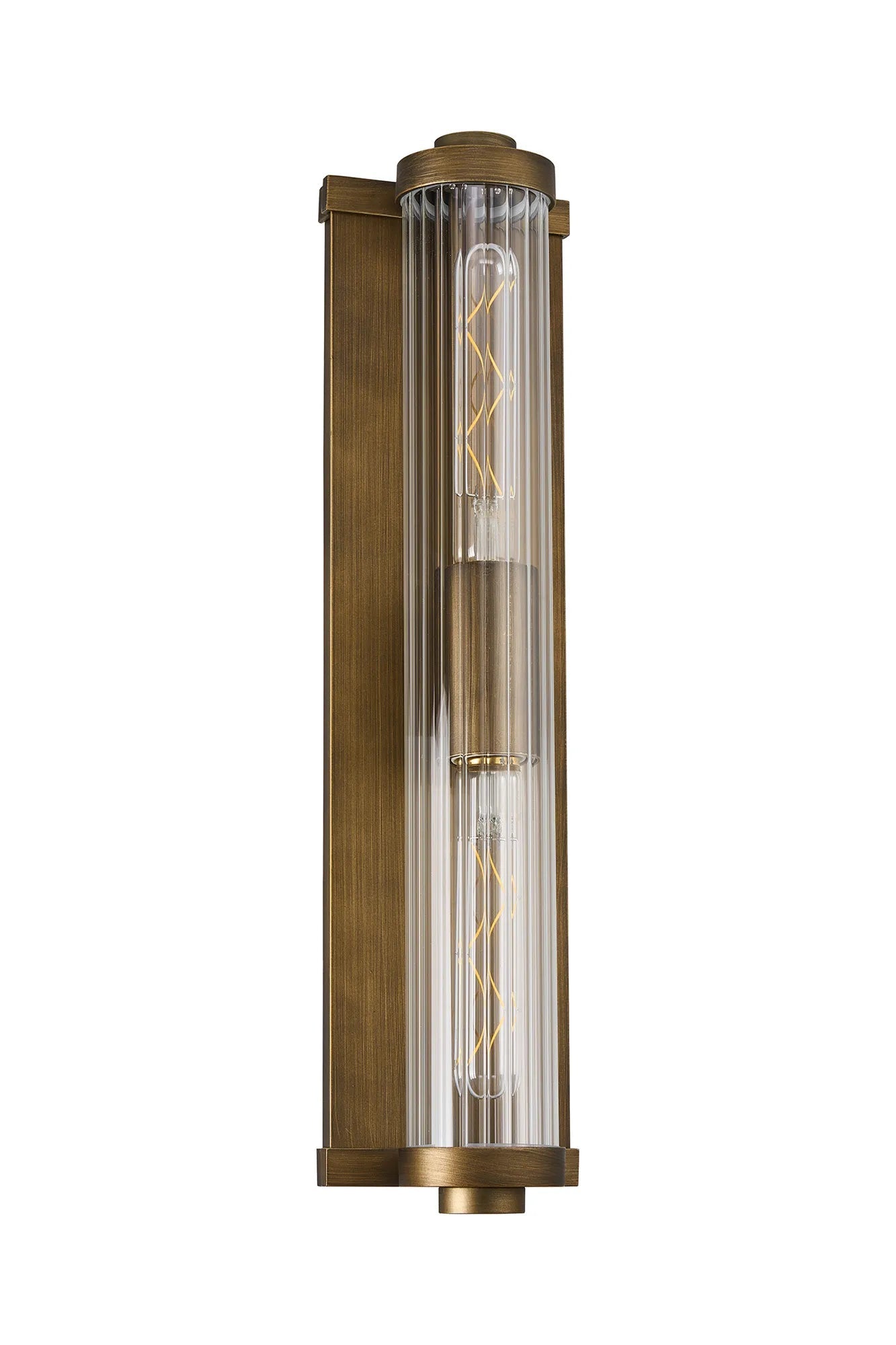 Luminosity Designs Ltd - Moriarty Vintage Style Wall Light, 2 Light E27, IP54, Dual Coloured Metal With Clear Ribbed Glass Shade - Luminosity Designs Ltd