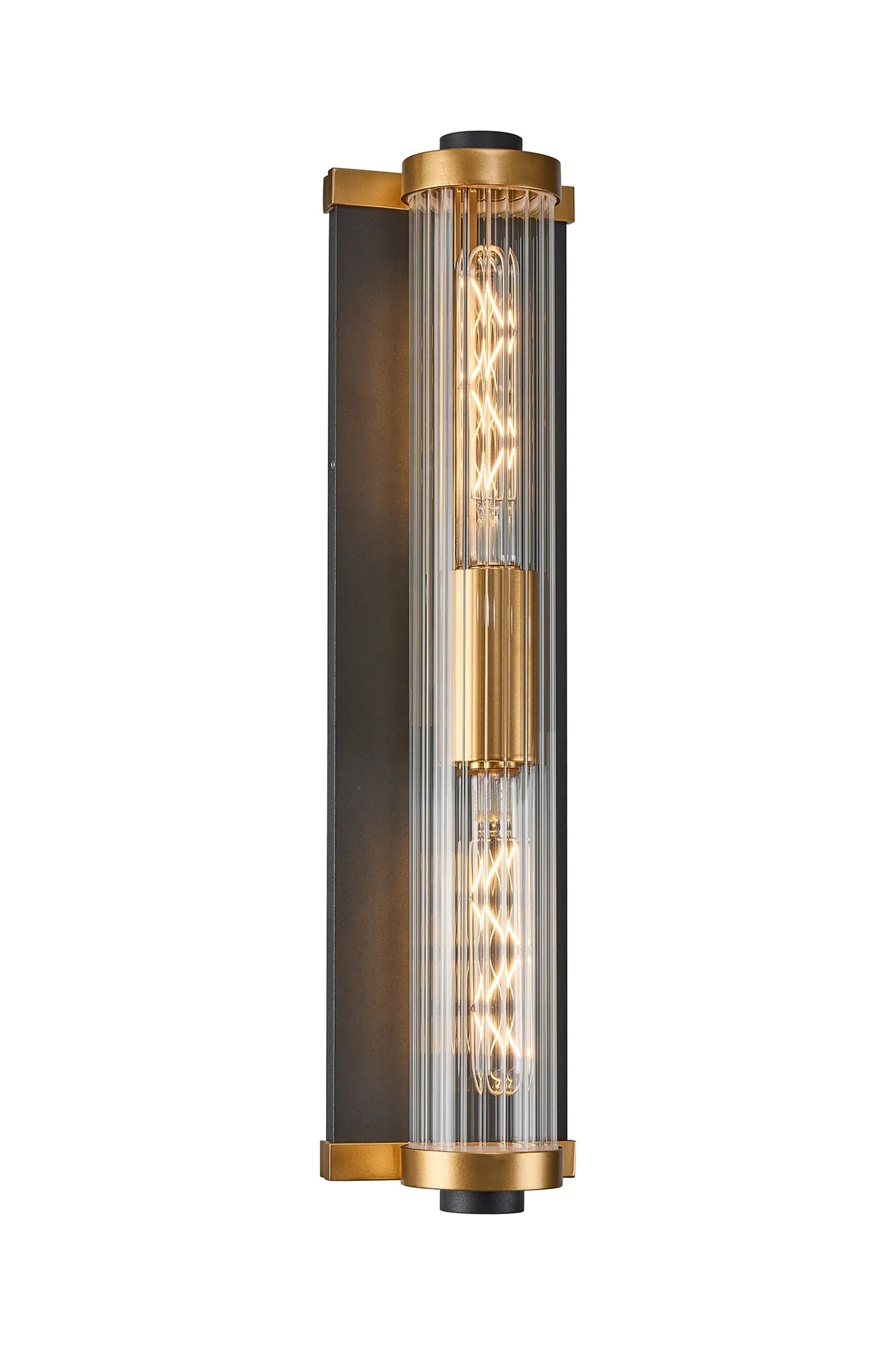 Luminosity Designs Ltd - Moriarty Vintage Style Wall Light, 2 Light E27, IP54, Dual Coloured Metal With Clear Ribbed Glass Shade - Luminosity Designs Ltd