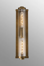 Luminosity Designs Ltd - Moriarty Vintage Style Wall Light, 2 Light E27, IP54, Dual Coloured Metal With Clear Ribbed Glass Shade - Luminosity Designs Ltd