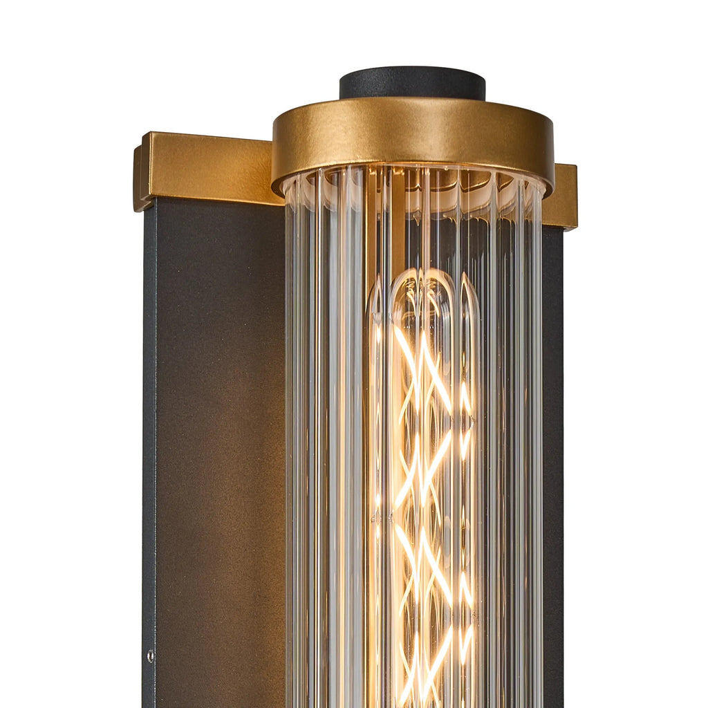 Luminosity Designs Ltd - Moriarty Vintage Style Wall Light, 2 Light E27, IP54, Dual Coloured Metal With Clear Ribbed Glass Shade - Luminosity Designs Ltd