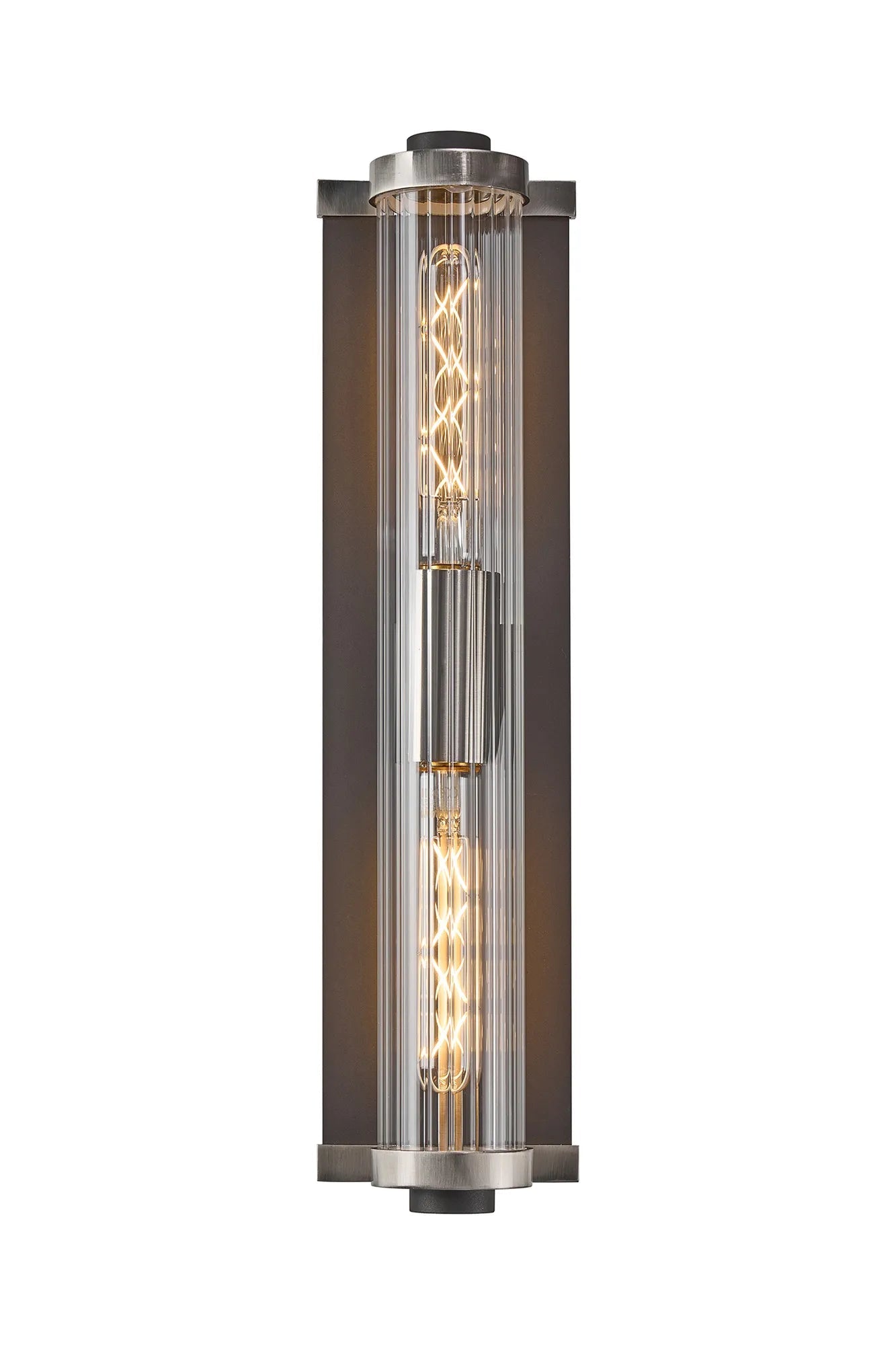 Luminosity Designs Ltd - Moriarty Vintage Style Wall Light, 2 Light E27, IP54, Dual Coloured Metal With Clear Ribbed Glass Shade - Luminosity Designs Ltd
