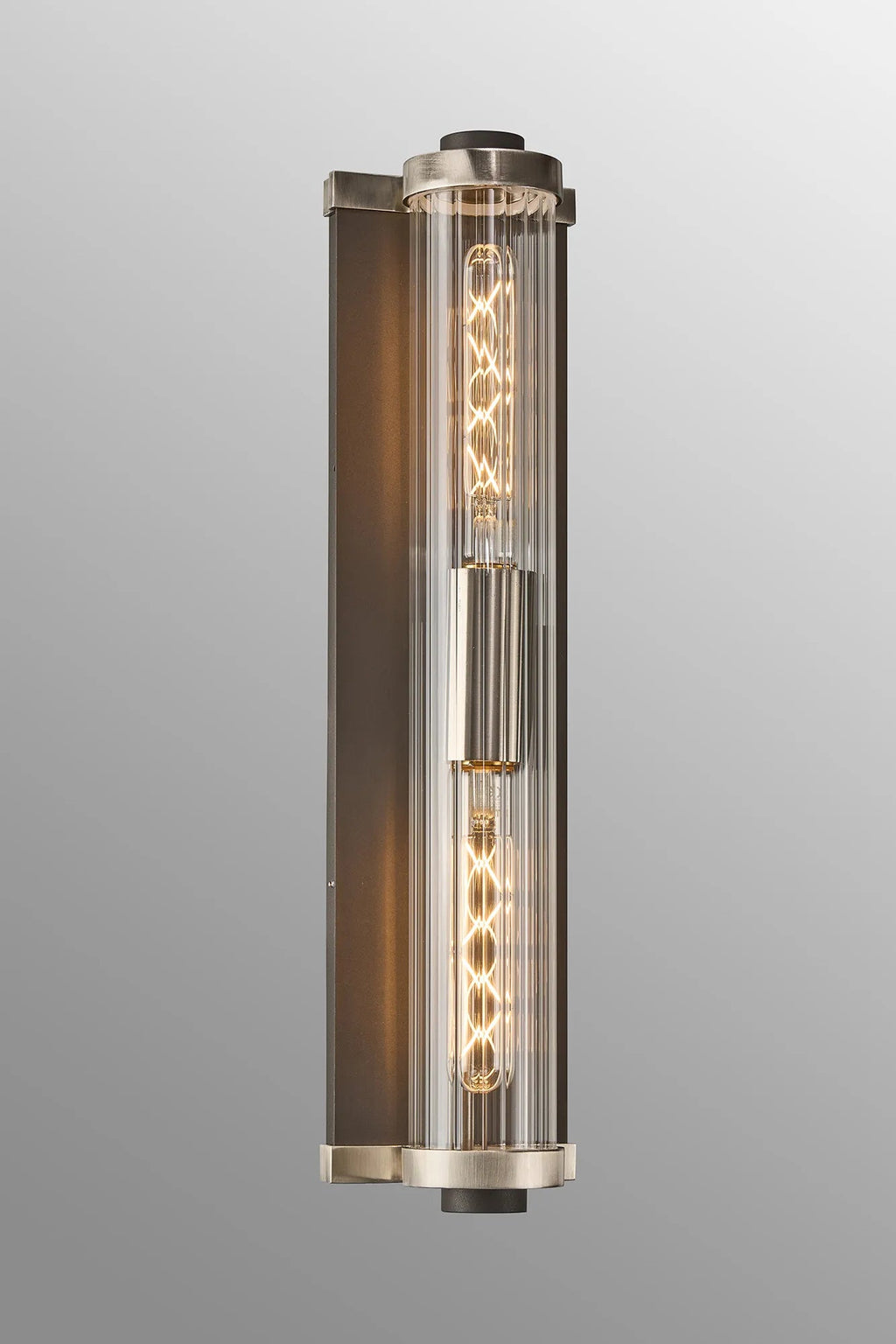 Luminosity Designs Ltd - Moriarty Vintage Style Wall Light, 2 Light E27, IP54, Dual Coloured Metal With Clear Ribbed Glass Shade - Luminosity Designs Ltd