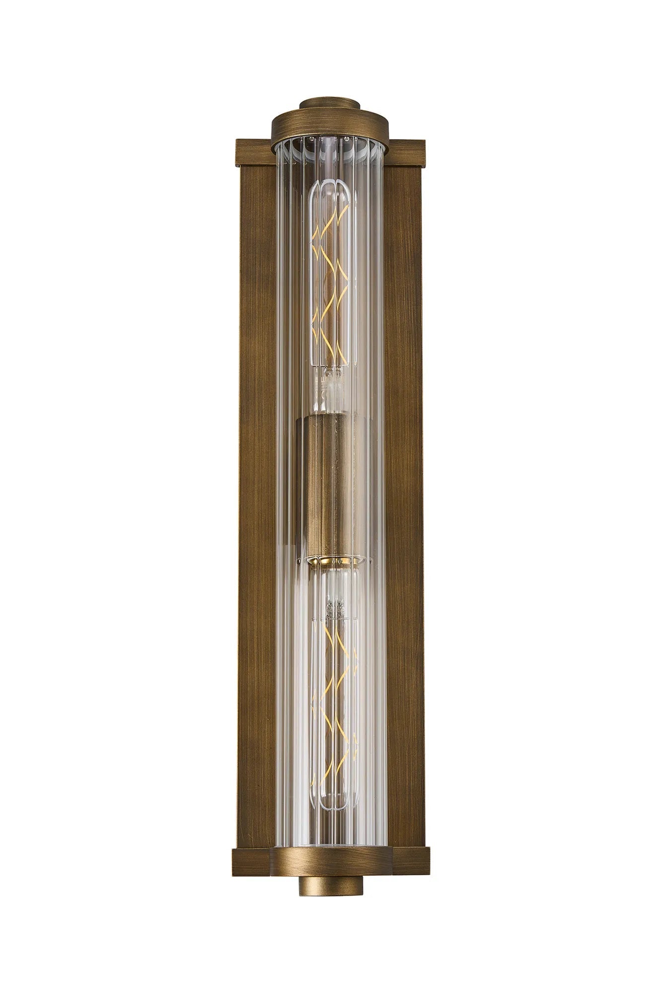 Luminosity Designs Ltd - Moriarty Vintage Style Wall Light, 2 Light E27, IP54, Dual Coloured Metal With Clear Ribbed Glass Shade - Luminosity Designs Ltd