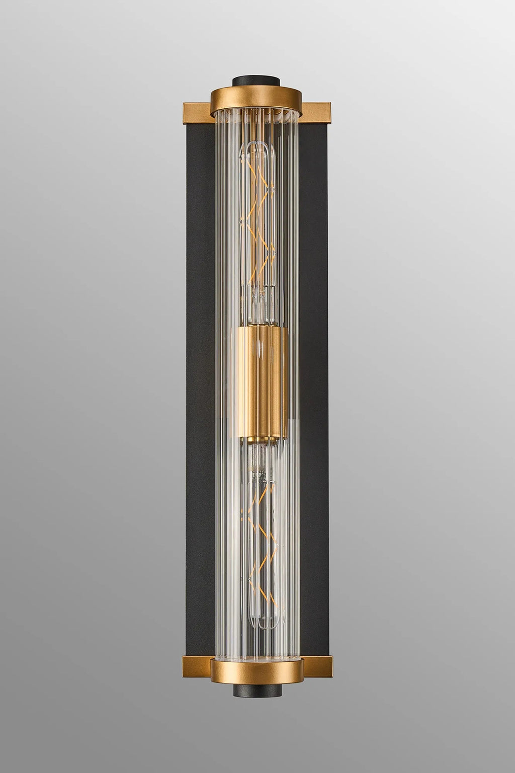 Luminosity Designs Ltd - Moriarty Vintage Style Wall Light, 2 Light E27, IP54, Dual Coloured Metal With Clear Ribbed Glass Shade - Luminosity Designs Ltd