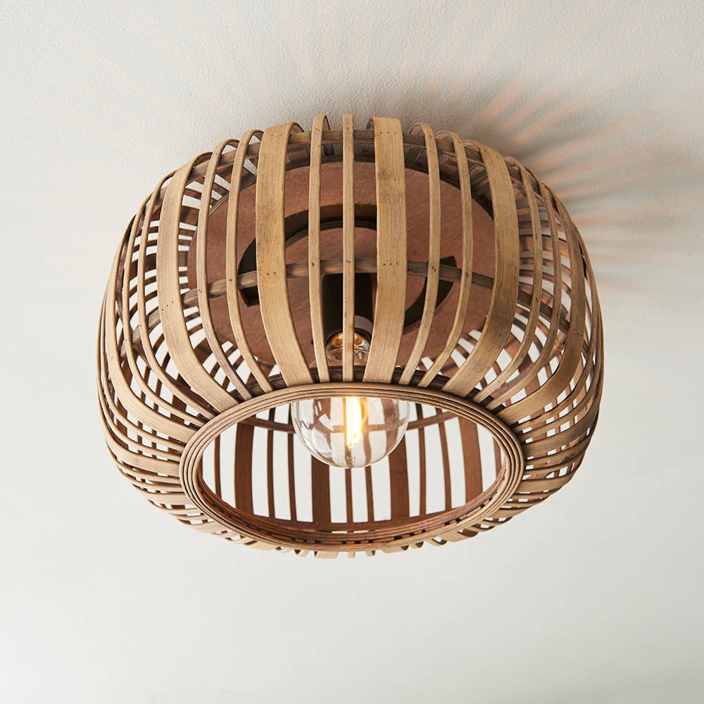 Endon - Natural Mathias Flush Eco Friendly Raffia Ceiling Light (Endon 101776) - Luminosity Designs Ltd