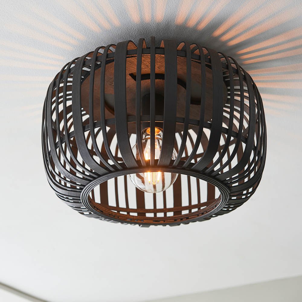 Endon - Natural Mathias Flush Eco Friendly Raffia Ceiling Light (Endon 101776) - Luminosity Designs Ltd