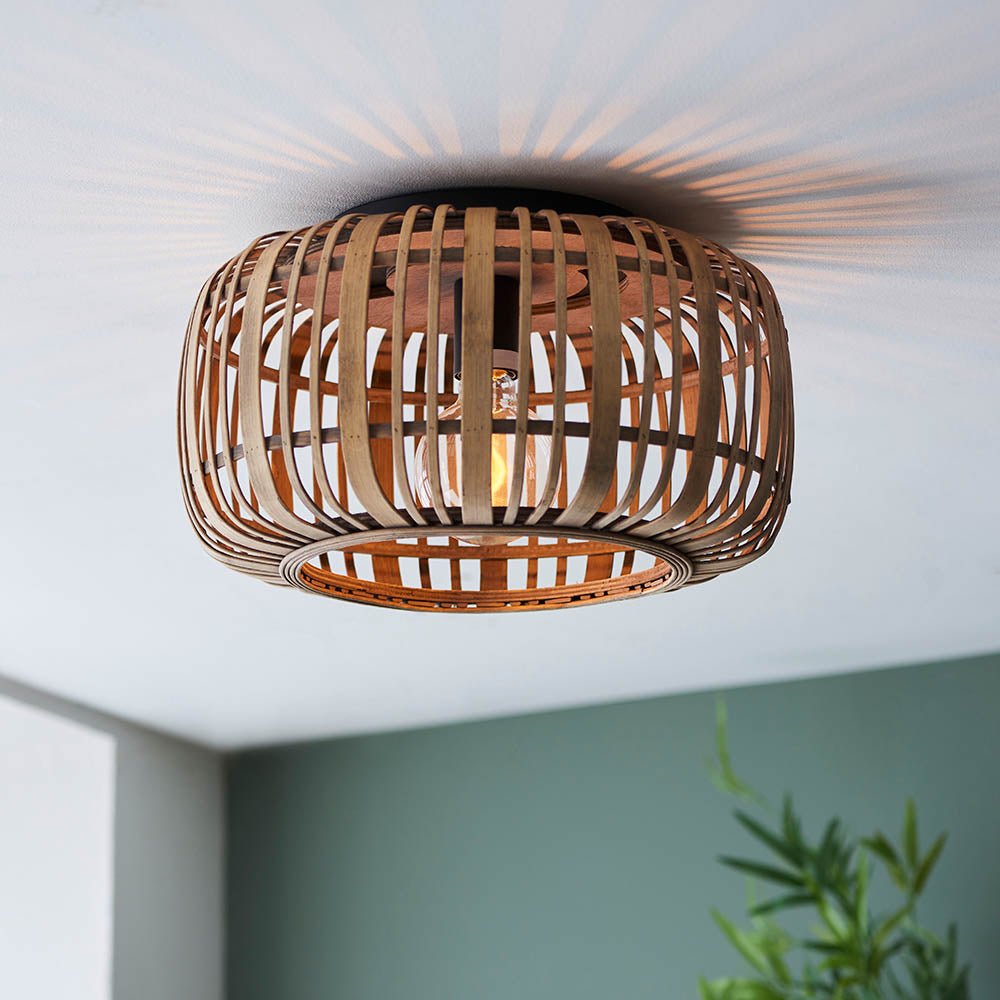 Endon - Natural Mathias Flush Eco Friendly Raffia Ceiling Light (Endon 101776) - Luminosity Designs Ltd