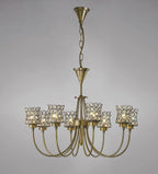 Diyas - Nelson Pendant 8 Light G9 Antique Brass/Crystal (Diyas IL20662) - Luminosity Designs Ltd