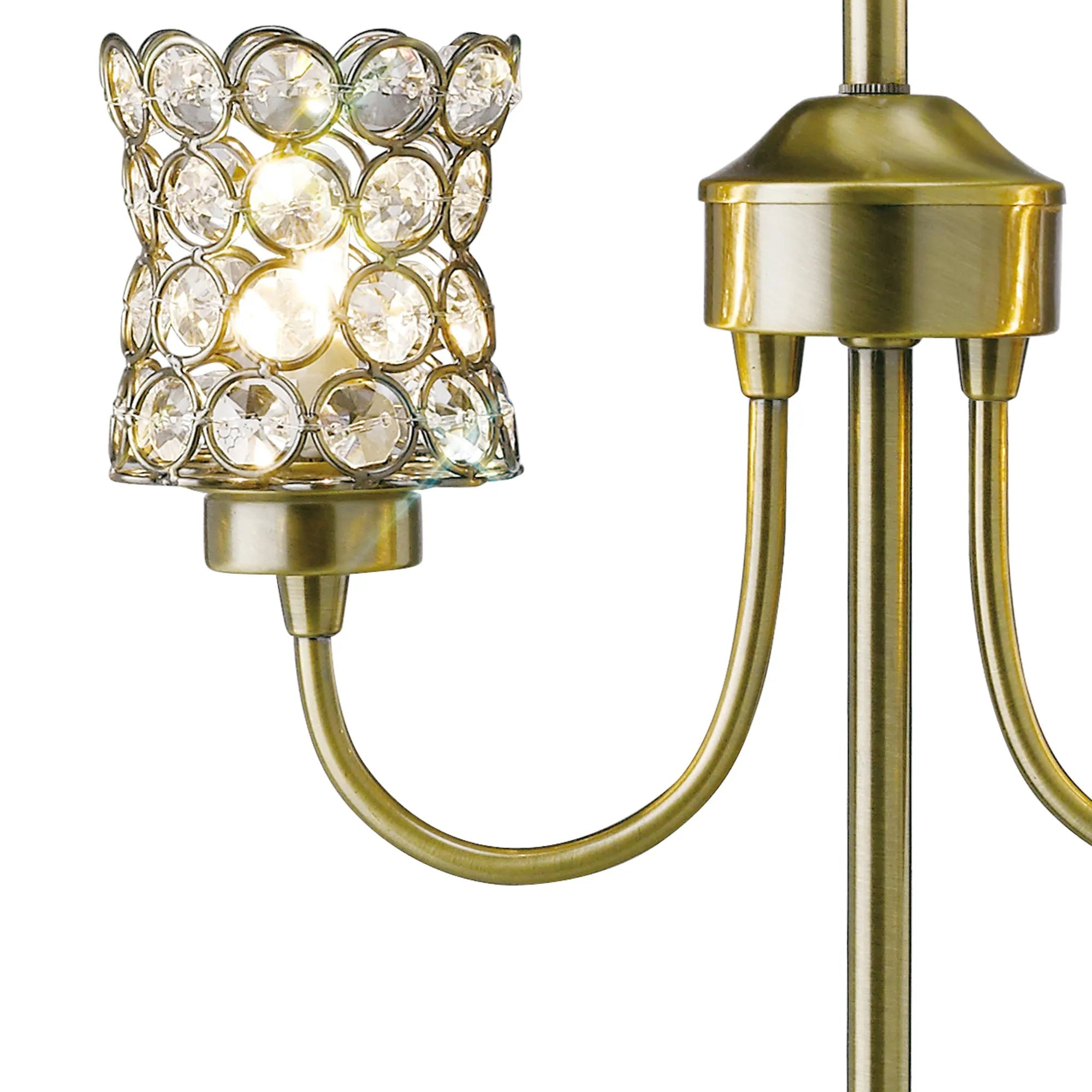Diyas - Nelson Table Lamp 2 Light G9 Antique Brass/Crystal - Luminosity Designs Ltd