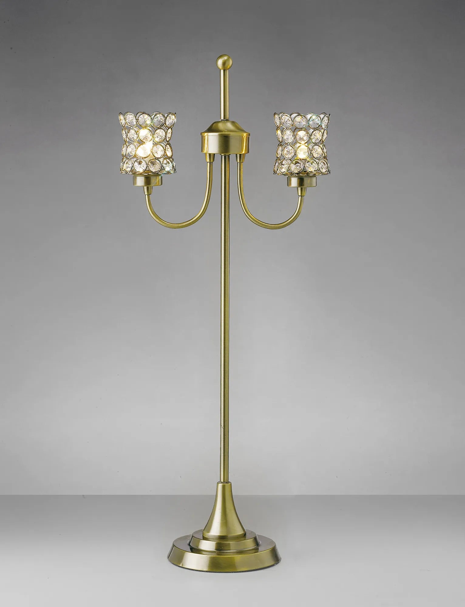 Diyas - Nelson Table Lamp 2 Light G9 Antique Brass/Crystal - Luminosity Designs Ltd