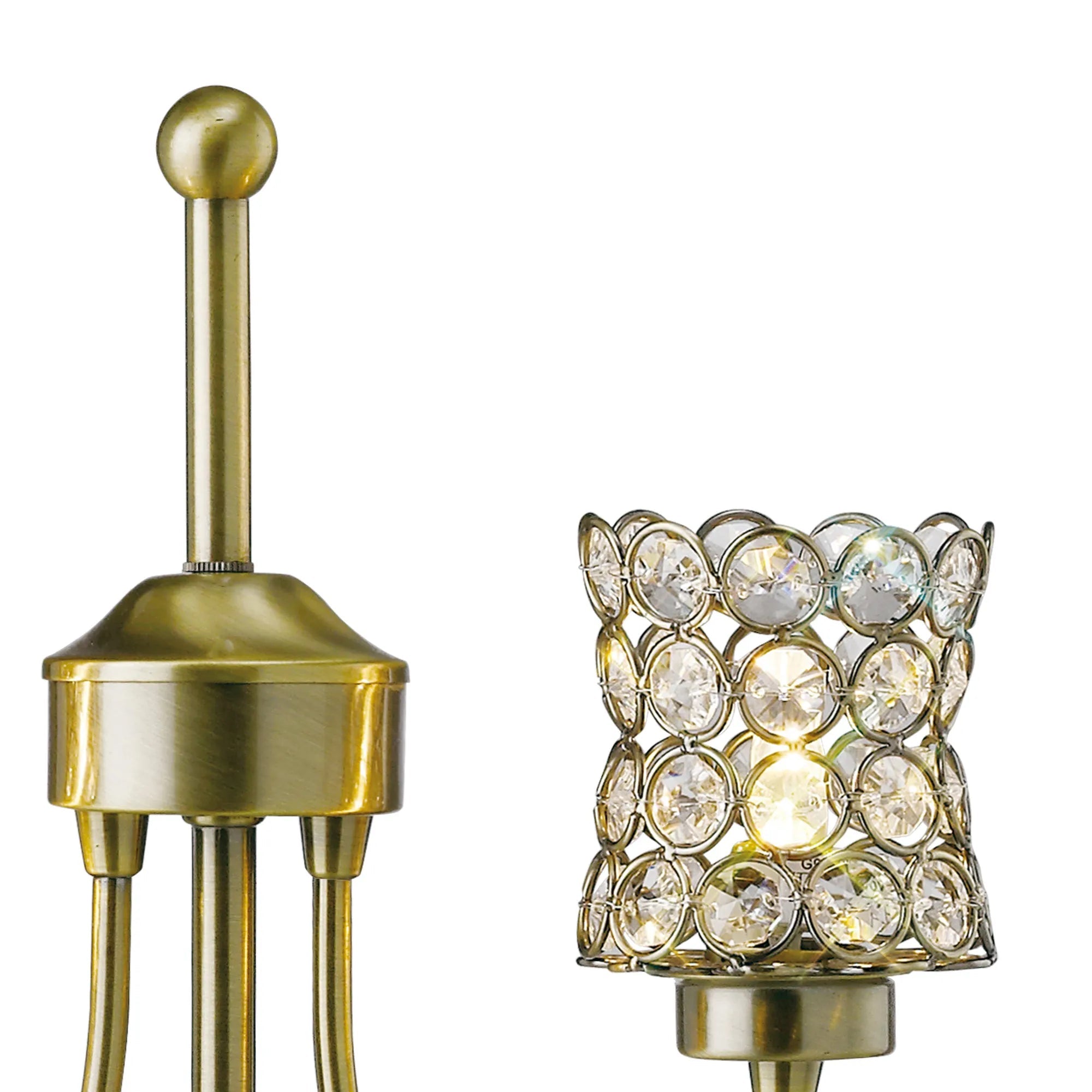 Diyas - Nelson Table Lamp 2 Light G9 Antique Brass/Crystal - Luminosity Designs Ltd