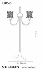 Diyas - Nelson Table Lamp 2 Light G9 Antique Brass/Crystal - Luminosity Designs Ltd