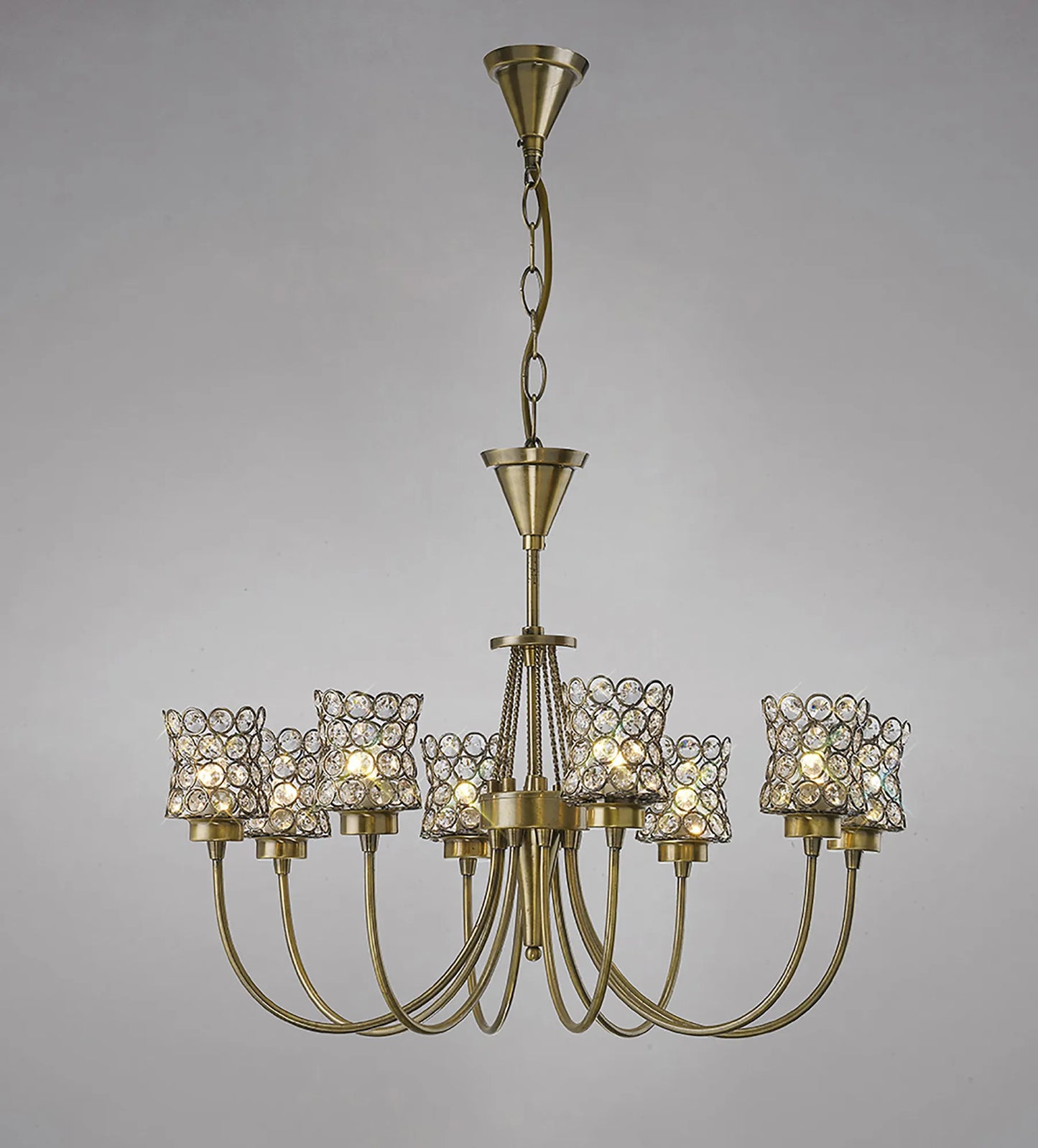 Nelson Pendant 8 Light G9 Antique Brass/Crystal   (Diyas IL20662)