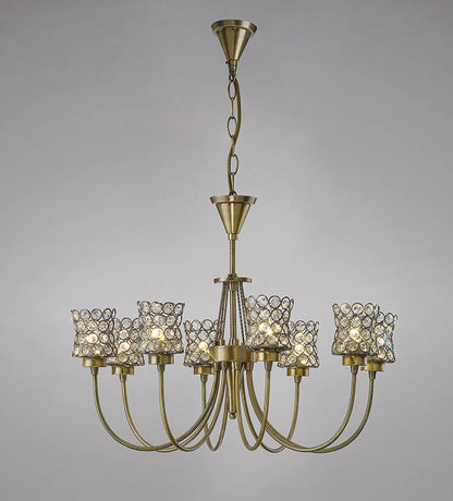 Nelson Pendant 8 Light G9 Antique Brass/Crystal   (Diyas IL20662)