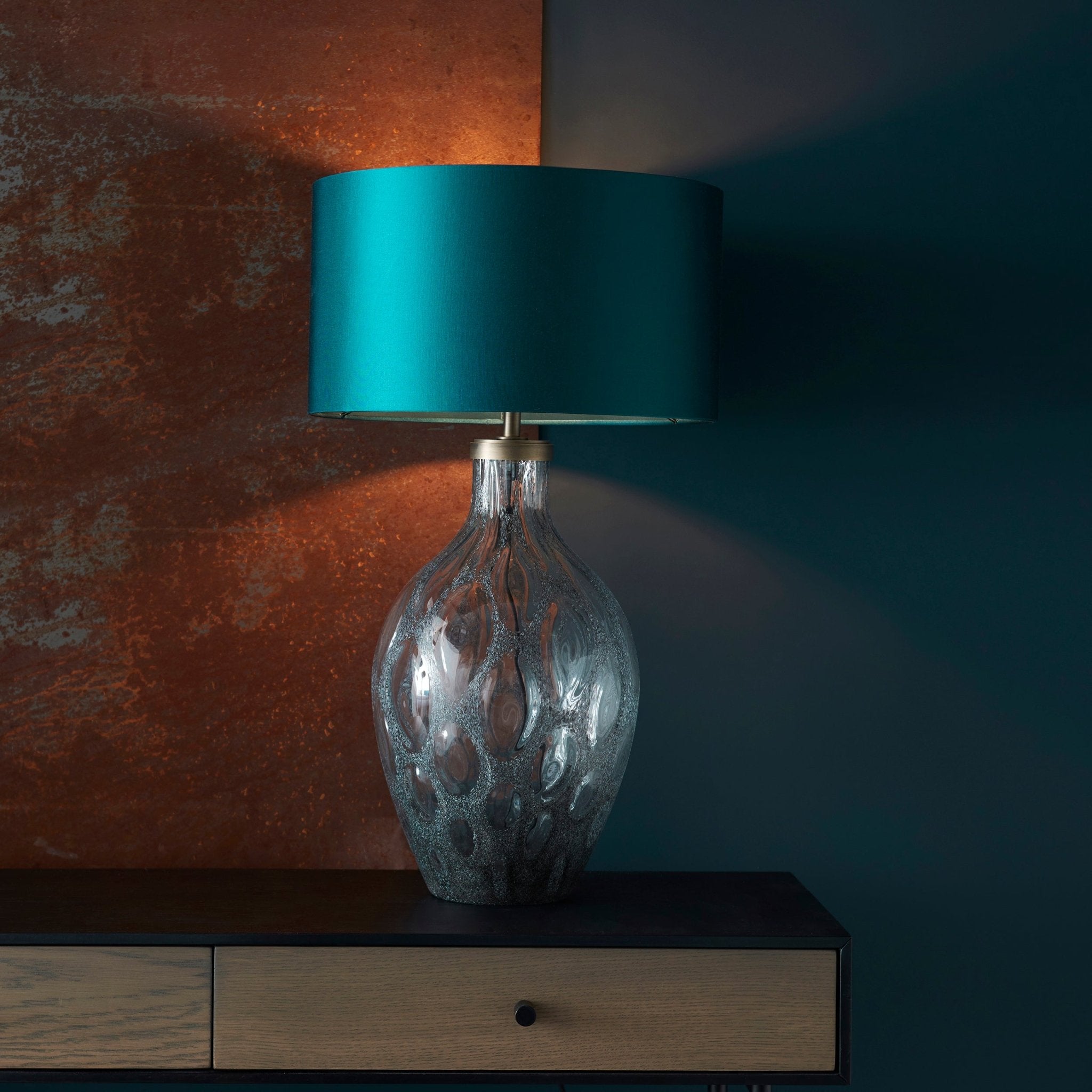 Luminosity Designs - Neptune Charcoal Artisan Glass Table Lamp - Luminosity Designs Ltd