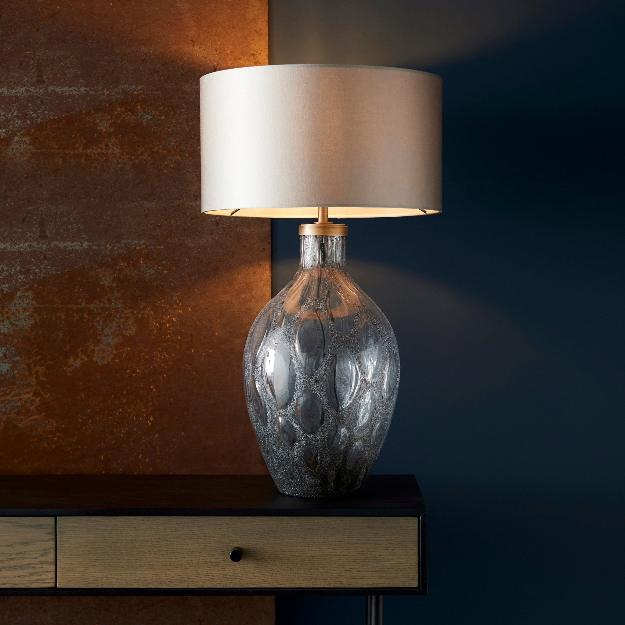 Luminosity Designs - Neptune Charcoal Artisan Glass Table Lamp - Luminosity Designs Ltd