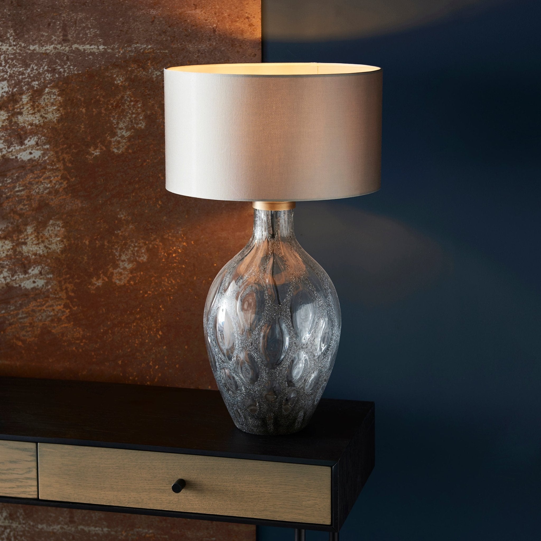 Luminosity Designs - Neptune Charcoal Artisan Glass Table Lamp - Luminosity Designs Ltd