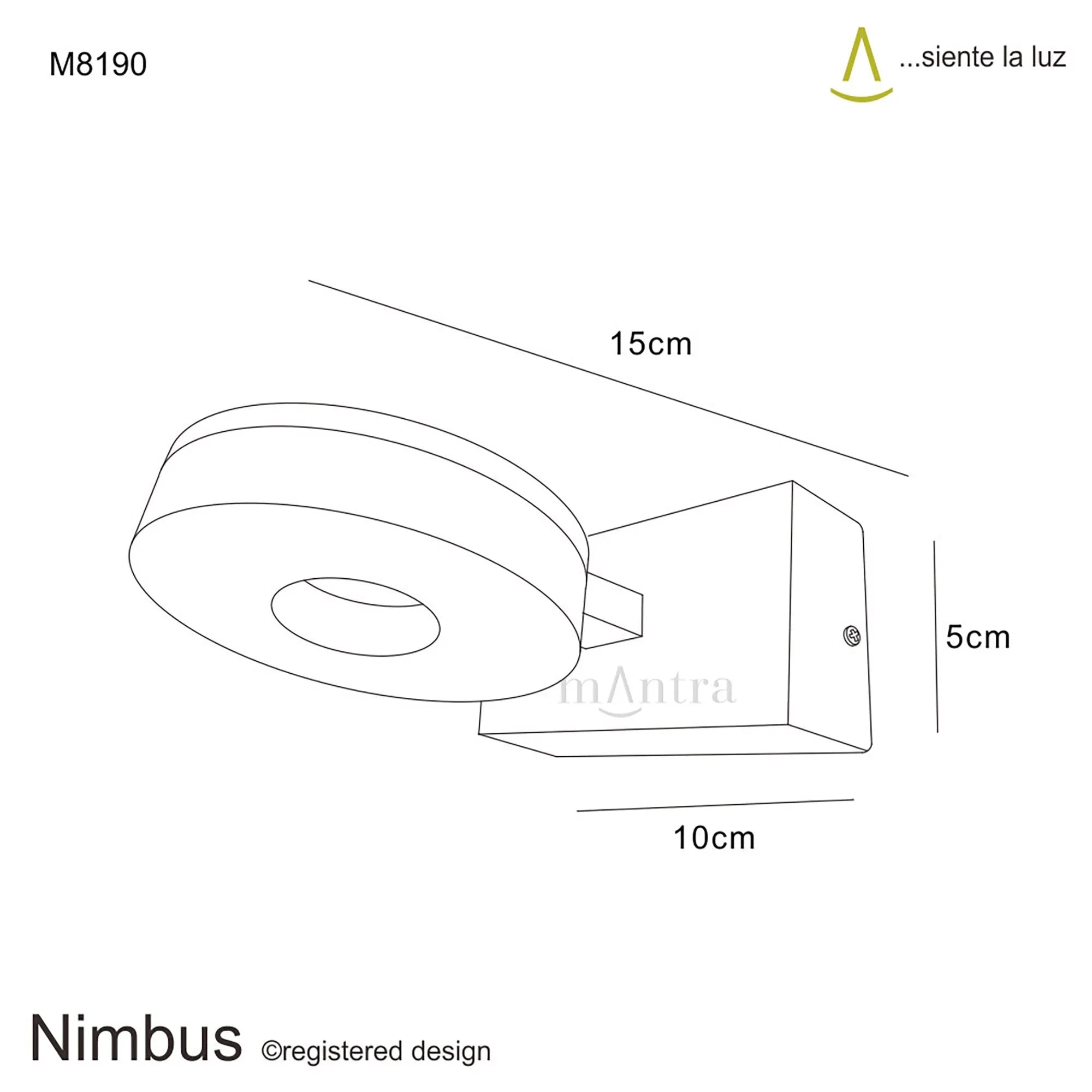 Mantra Fusion - Nimbus Wall Lamp, 1 Light , 5W LED, 3000K, 450lm, Polished Chrome/Frosted Acrylic. - Luminosity Designs Ltd