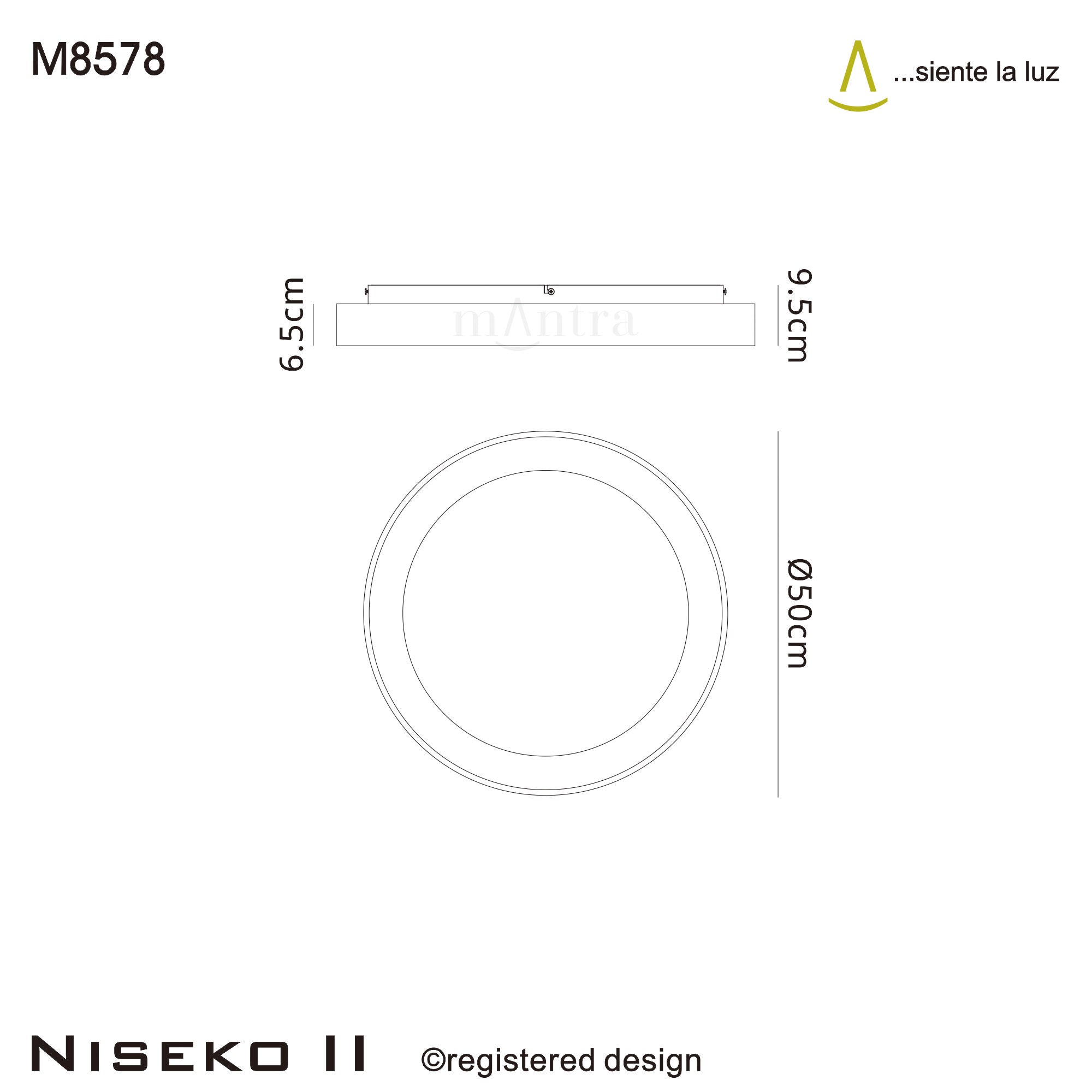 Mantra - Niseko II Ring Ceiling 50cm 40W LED, 2700K - 5000K Tuneable, 2950lm, Remote Control & APP - Luminosity Designs Ltd