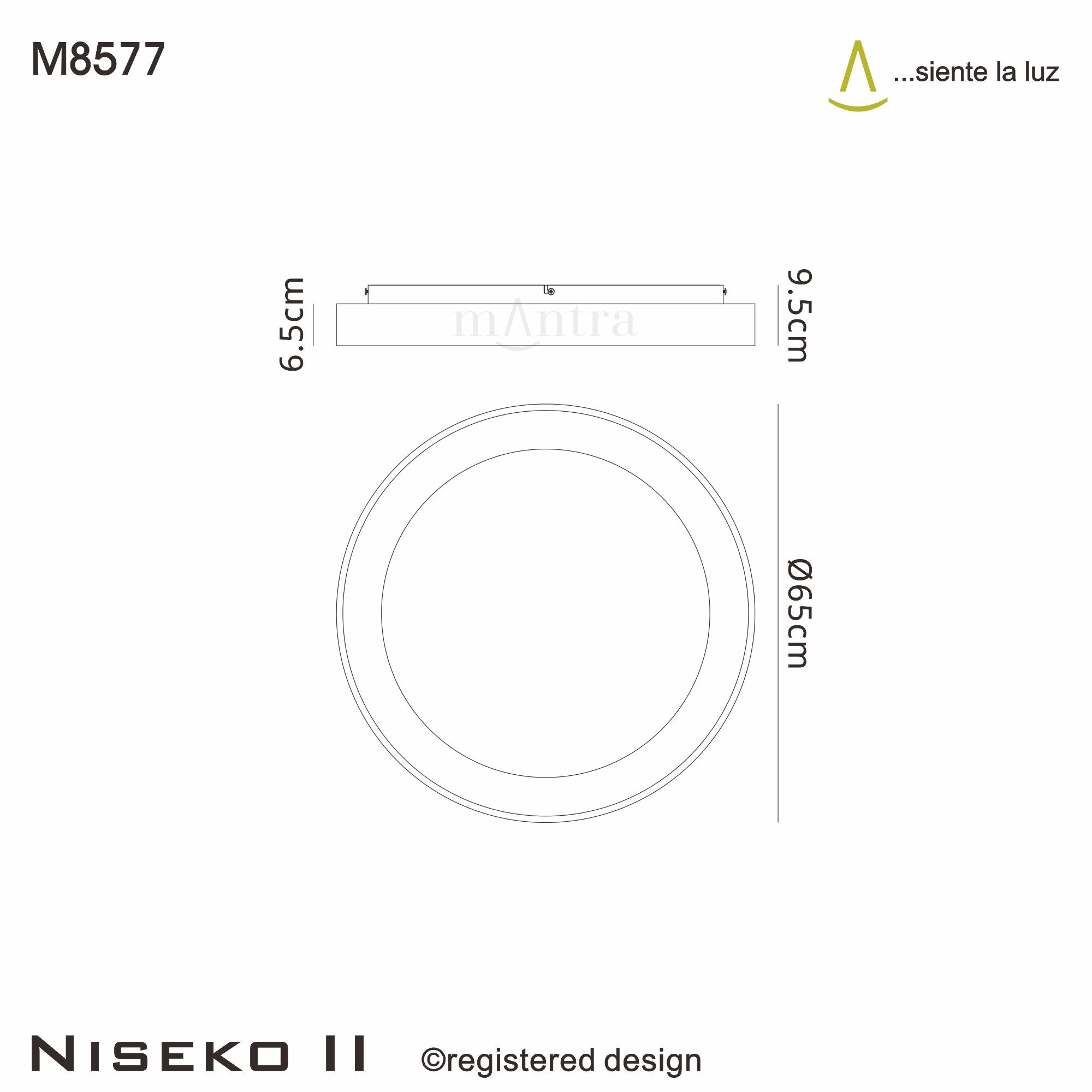 Mantra - Niseko II Ring Ceiling 65cm 50W LED, 2700K - 5000K Tuneable, 3760lm, Remote Control & APP - Luminosity Designs Ltd