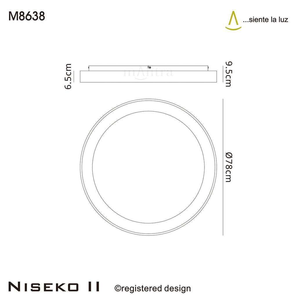 Mantra - Niseko II Ring Ceiling 78cm 58W LED, 2700K - 5000K Tuneable, 4700lm, Remote Control - Luminosity Designs Ltd