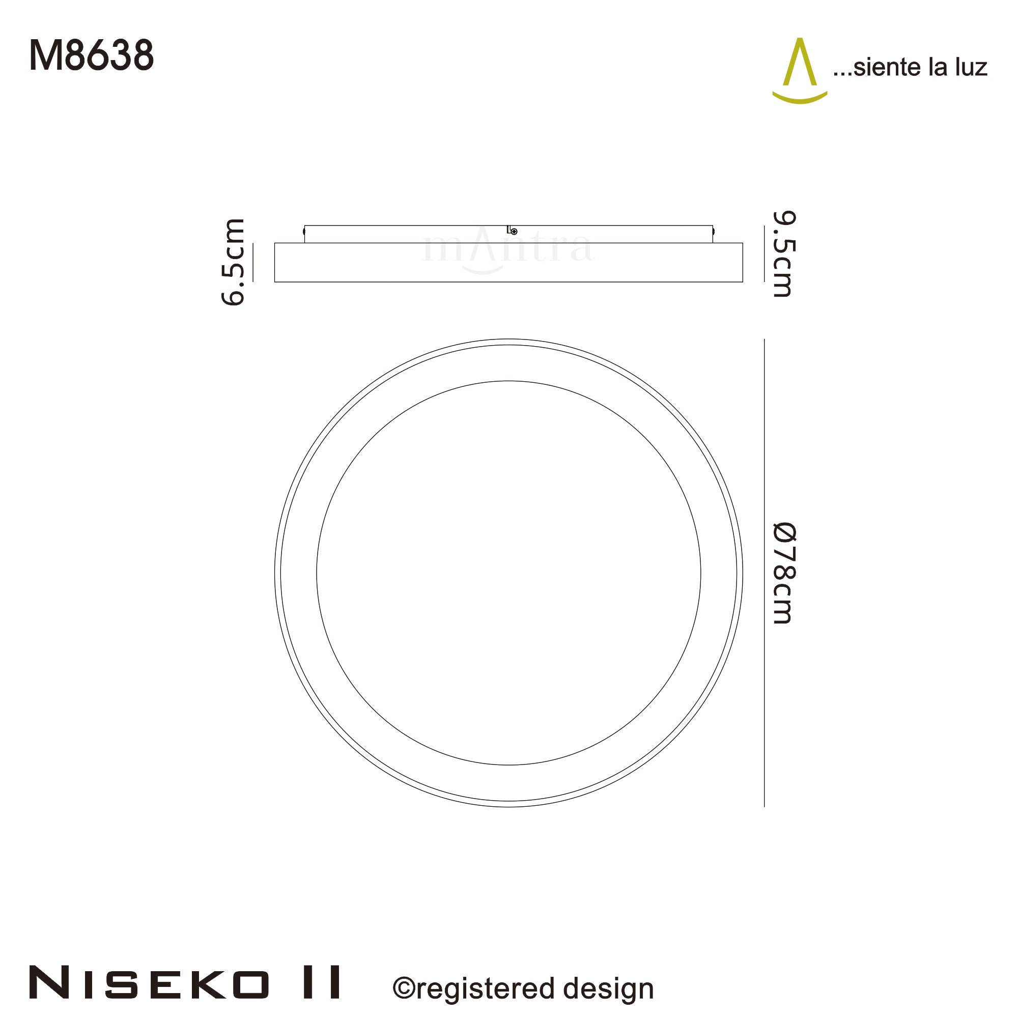 Mantra - Niseko II Ring Ceiling 78cm 58W LED, 2700K - 5000K Tuneable, 4700lm, Remote Control - Luminosity Designs Ltd