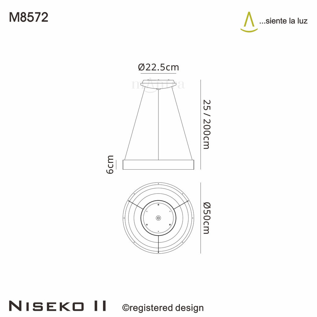 Mantra - Niseko II Ring Pendant 50cm 40W LED, 2700K - 5000K Tuneable, 2950lm, Remote Control & APP - Luminosity Designs Ltd