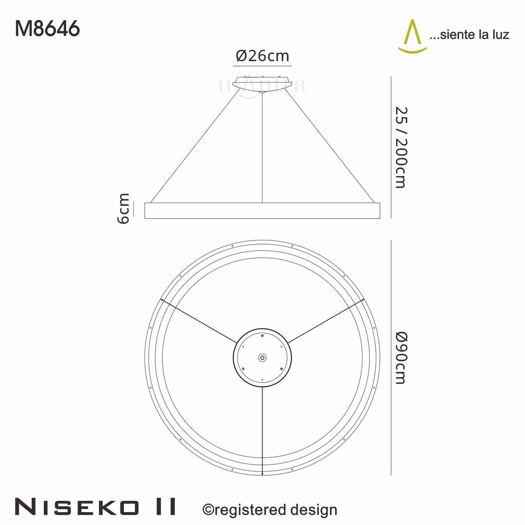 Mantra - Niseko II Ring Pendant 90cm 66W LED, 2700K - 5000K Tuneable, 5440lm, Remote Control - Luminosity Designs Ltd