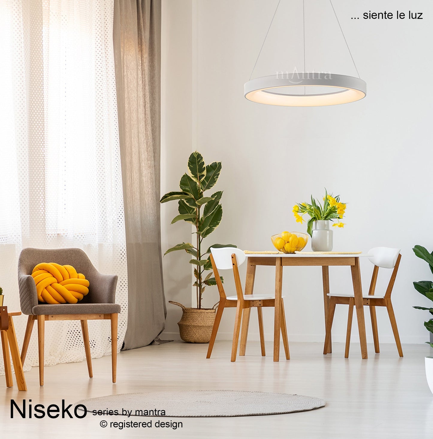 Niseko II Ring Pendant 65cm 50W LED, 2700K-5000K Tuneable, 3760lm, Remote Control & APP,