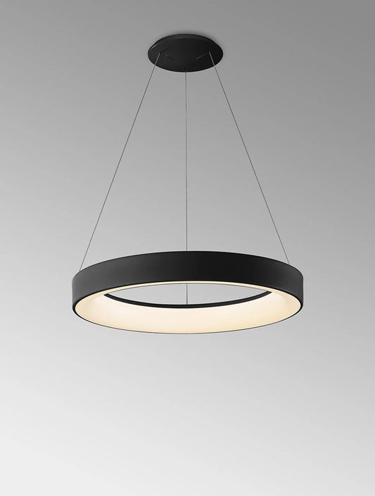 CUSTOMER RETURN - Niseko II Ring Pendant IN BLACK 50cm 40W LED, 2700K-5000K Tuneable, 2950lm, Remote Control & APP