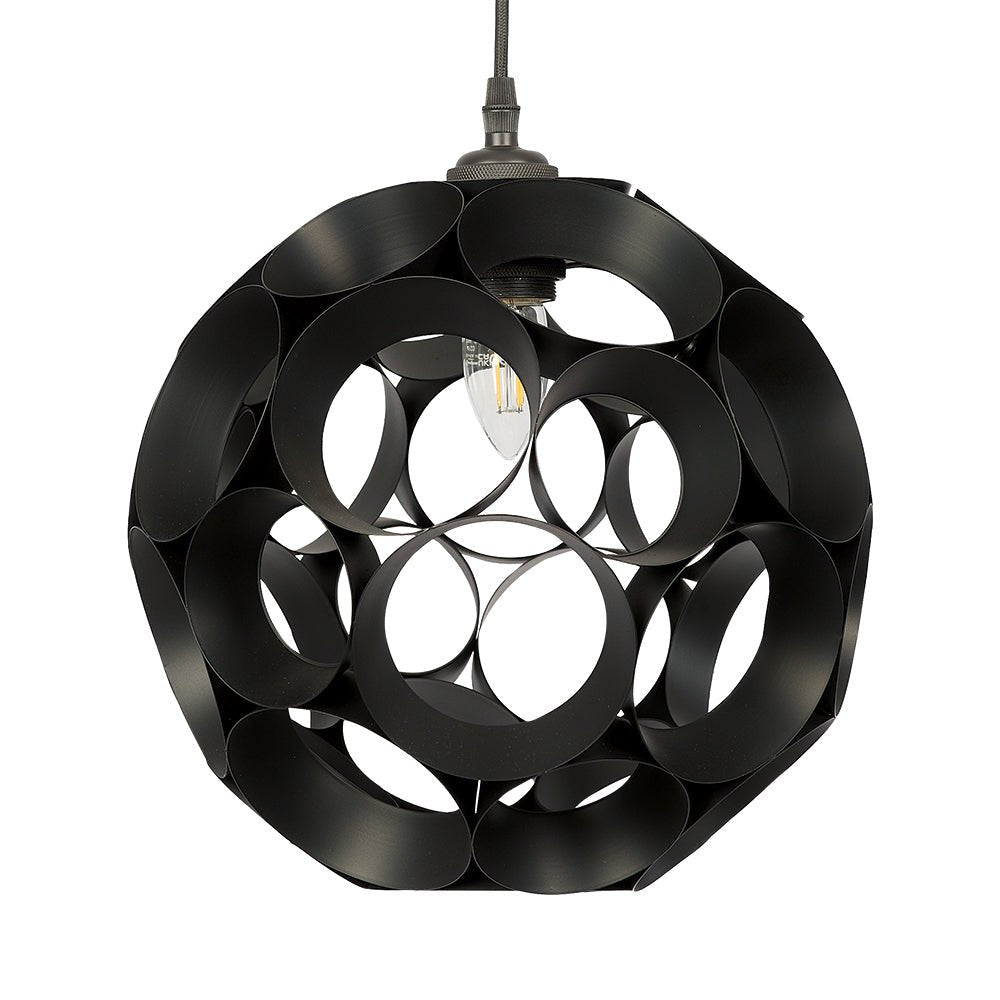Oaks Lighting - Noda 28cm Black Metal Sphere Shade for Ceiling Pendants (Oaks 2130 NE BK) - Luminosity Designs Ltd
