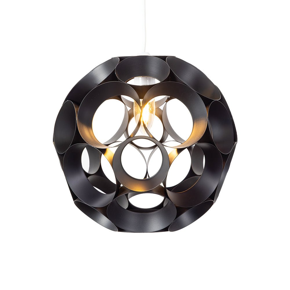 Oaks Lighting - Noda 28cm Black Metal Sphere Shade for Ceiling Pendants (Oaks 2130 NE BK) - Luminosity Designs Ltd