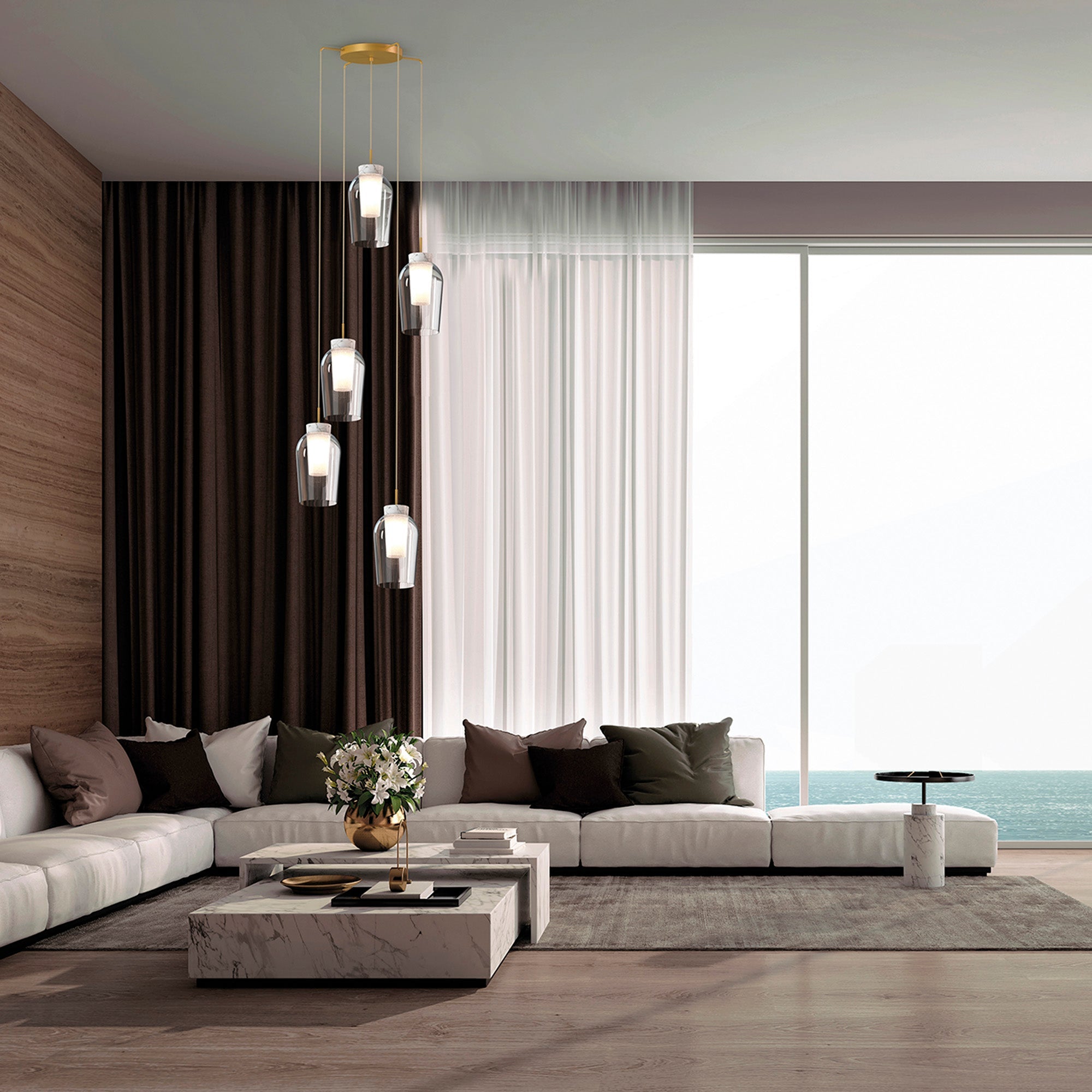 Mantra - Nora 3 Light Natural Aesthetic Pendant - Luminosity Designs Ltd