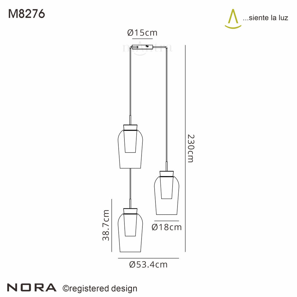 Mantra - Nora 3 Light Natural Aesthetic Pendant - Luminosity Designs Ltd
