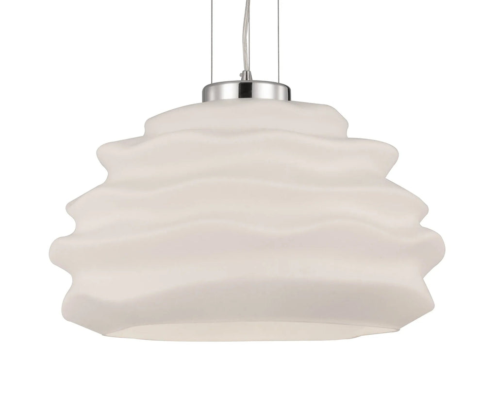 Mantra Fusion - Nubole Pendant 40cm Round, 1 x E27, Opal White Glass With Chrome Fixtures - Luminosity Designs Ltd