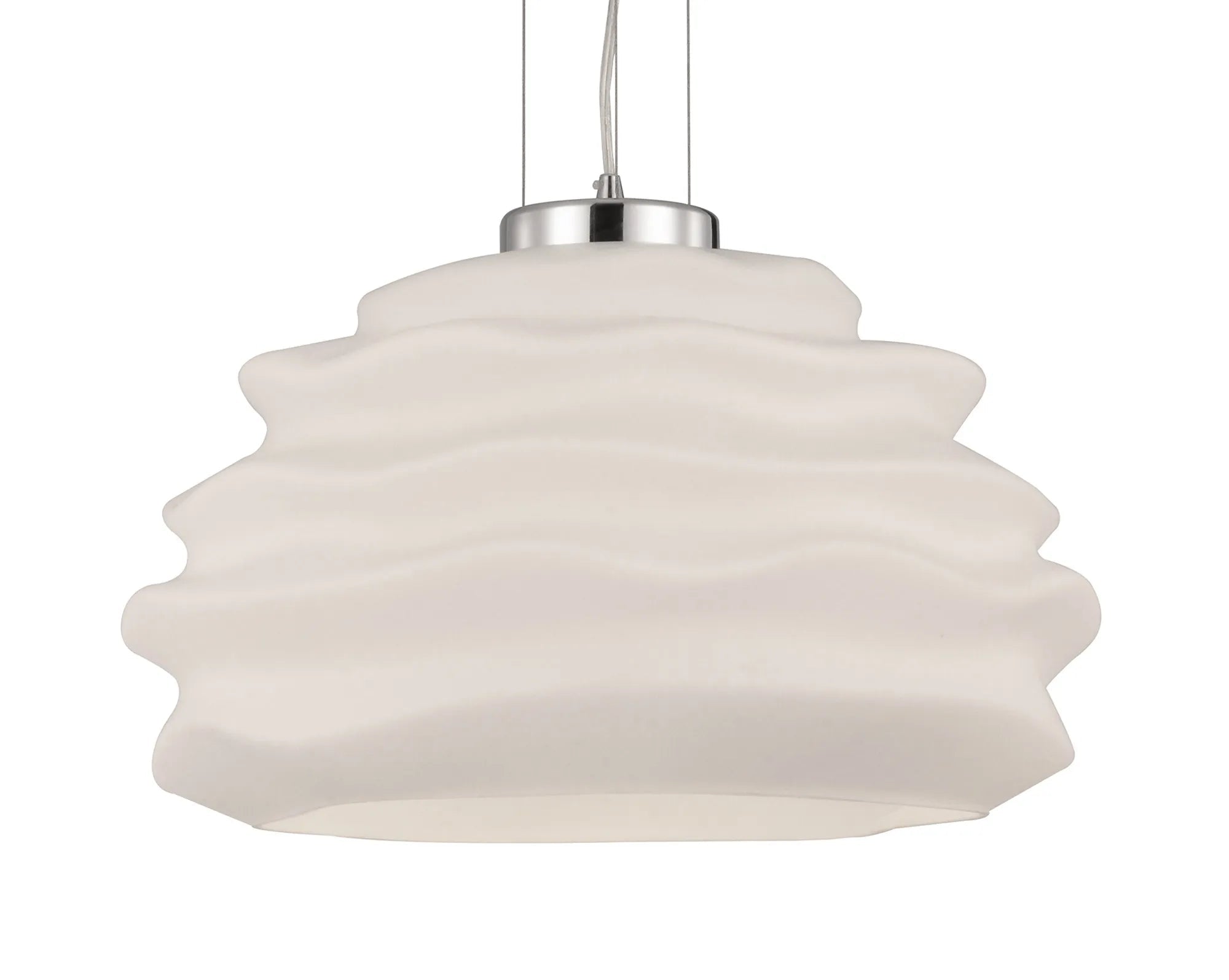 Mantra Fusion - Nubole Pendant 40cm Round, 1 x E27, Opal White Glass With Chrome Fixtures - Luminosity Designs Ltd