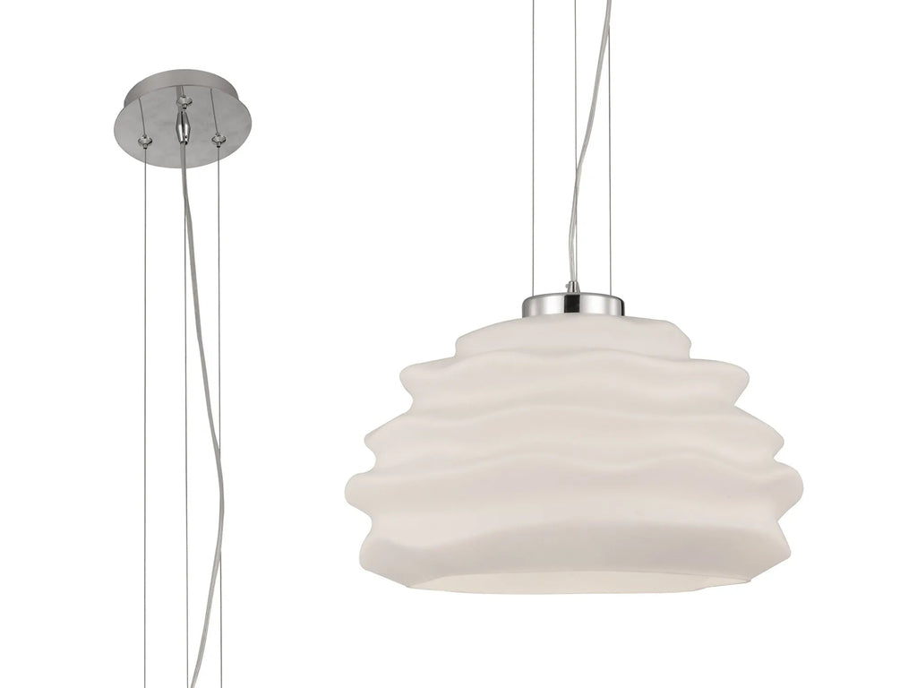 Mantra Fusion - Nubole Pendant 40cm Round, 1 x E27, Opal White Glass With Chrome Fixtures - Luminosity Designs Ltd