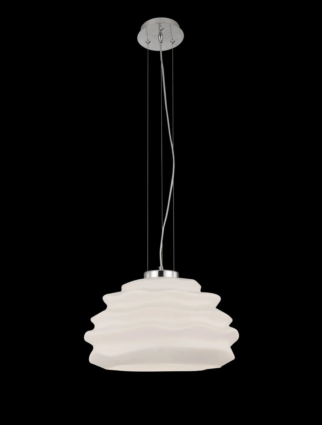 Mantra Fusion - Nubole Pendant 40cm Round, 1 x E27, Opal White Glass With Chrome Fixtures - Luminosity Designs Ltd