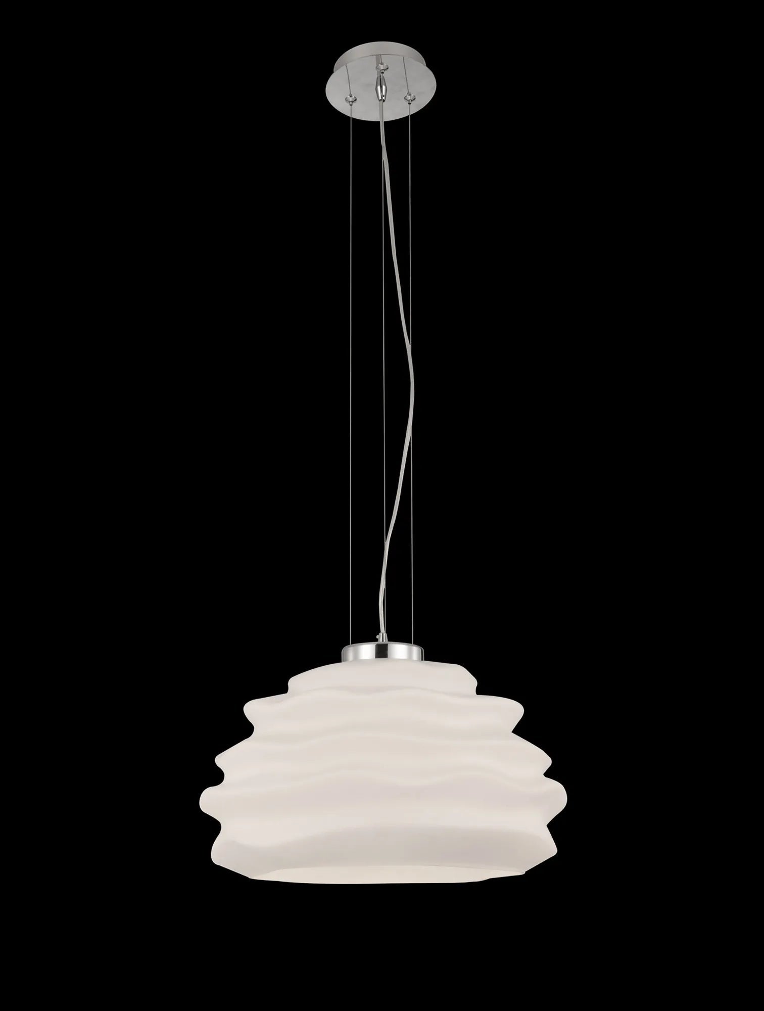 Mantra Fusion - Nubole Pendant 40cm Round, 1 x E27, Opal White Glass With Chrome Fixtures - Luminosity Designs Ltd