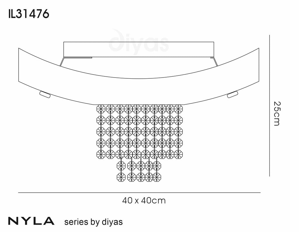 Diyas - Nyla Square Ceiling 5 Light E14 Polished Chrome/Glass/Crystal - Luminosity Designs Ltd
