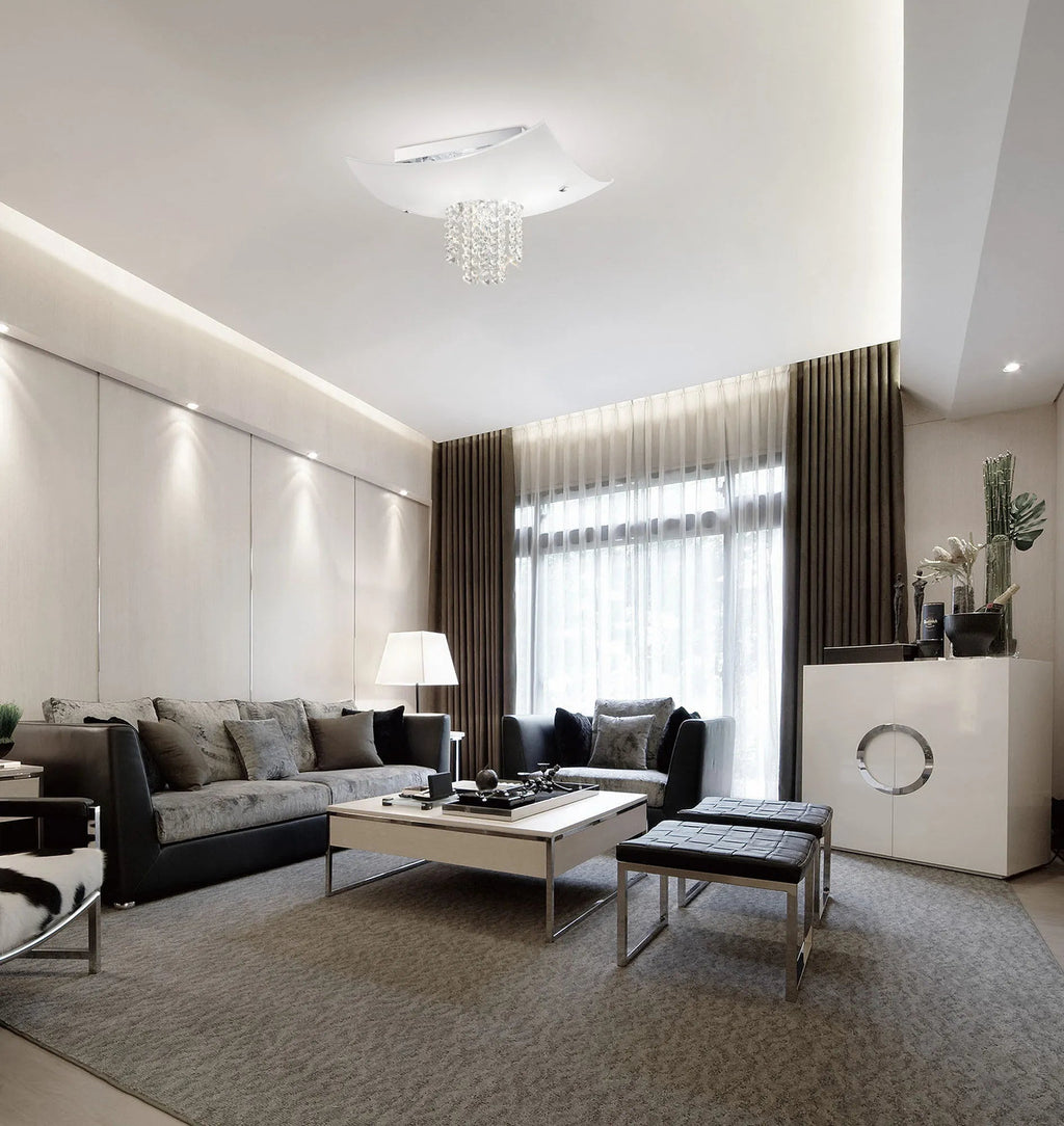 Diyas - Nyla Square Ceiling 5 Light E14 Polished Chrome/Glass/Crystal - Luminosity Designs Ltd