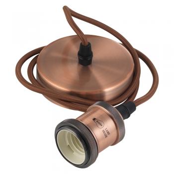 Oaks Lighting - Oaks Single Pendant Set with Braided Cable and Metal Parts, 1x E27 - Luminosity Designs Ltd