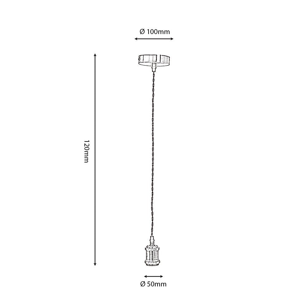 Oaks Lighting - Oaks Single Pendant Set with Twisted Braided Cable and Metal Parts, 1x E27 - Luminosity Designs Ltd