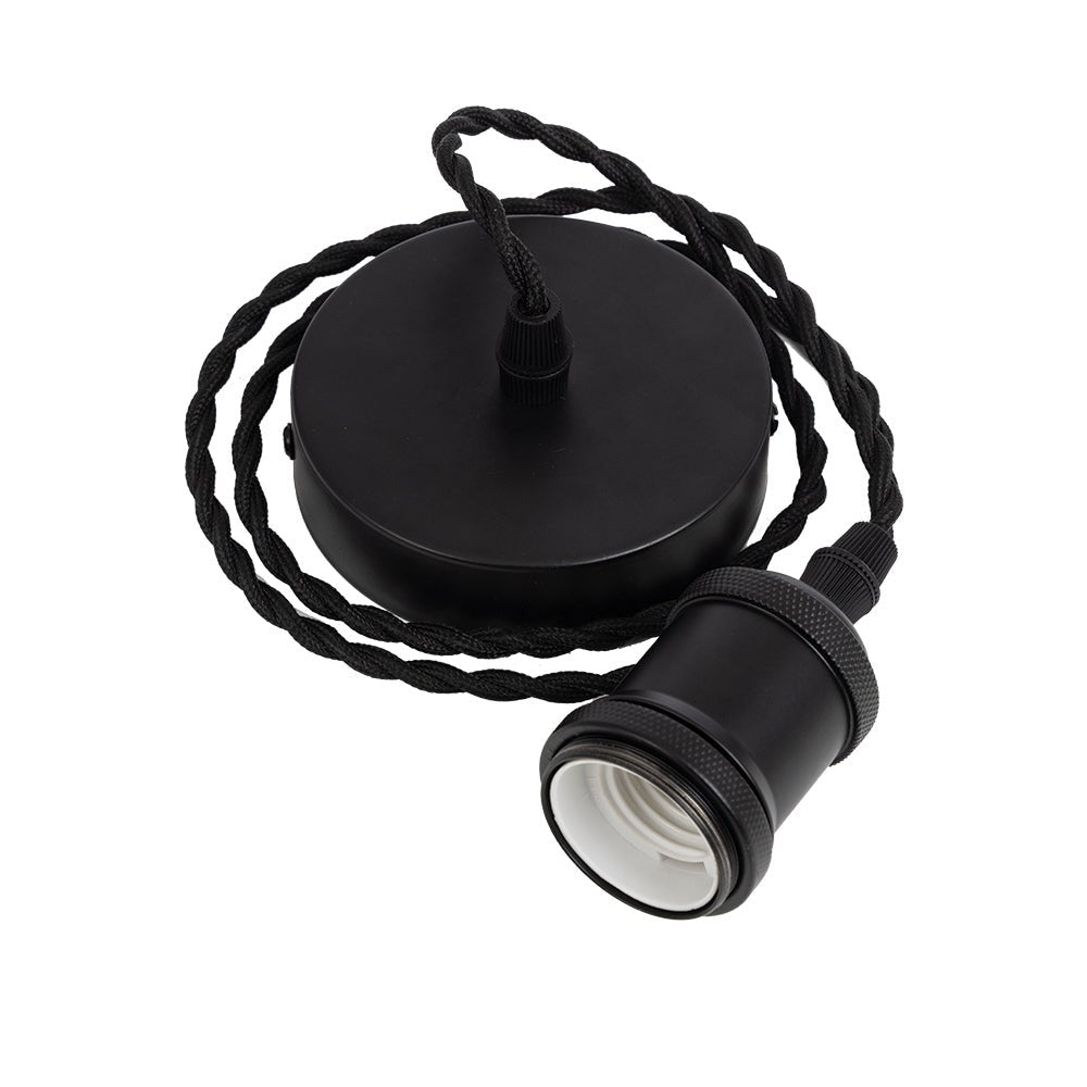Oaks Lighting - Oaks Single Pendant Set with Twisted Braided Cable and Metal Parts, 1x E27 - Luminosity Designs Ltd